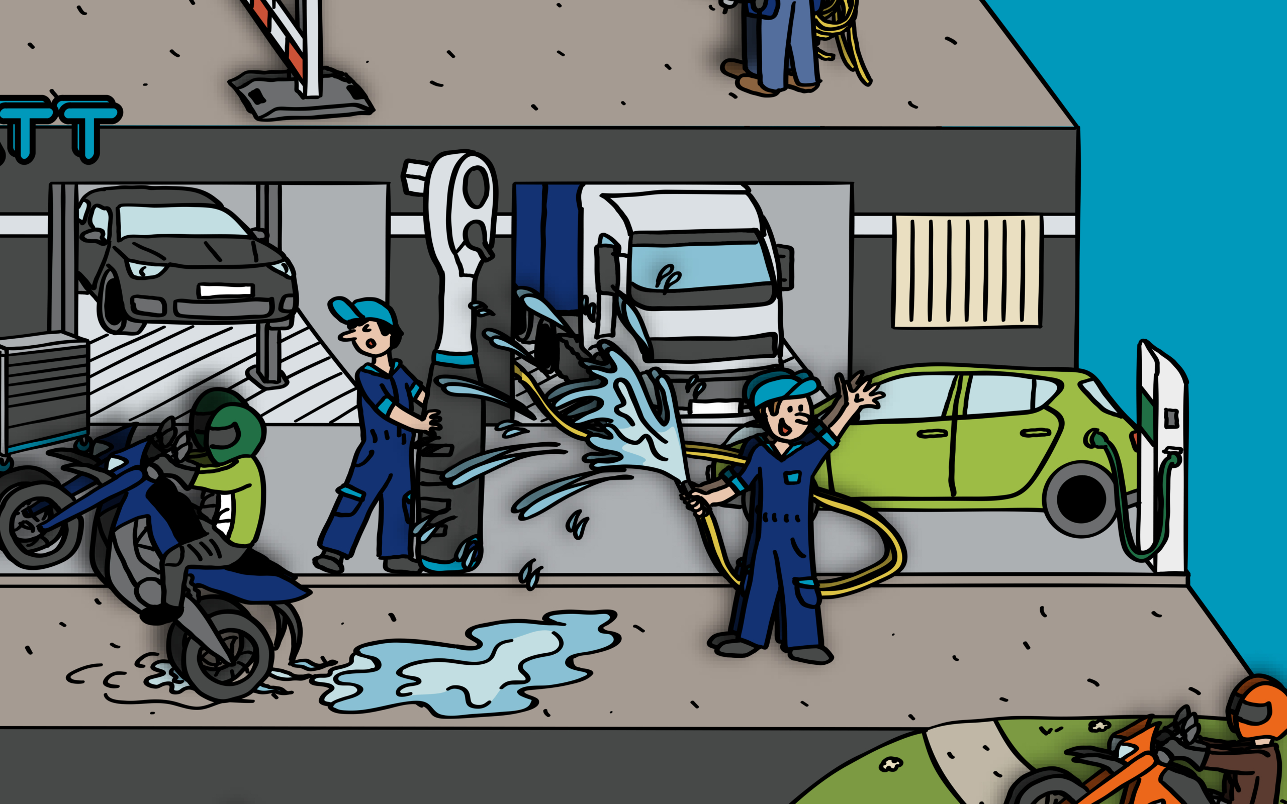 Wimmelbildausschnitt mit Motorrad