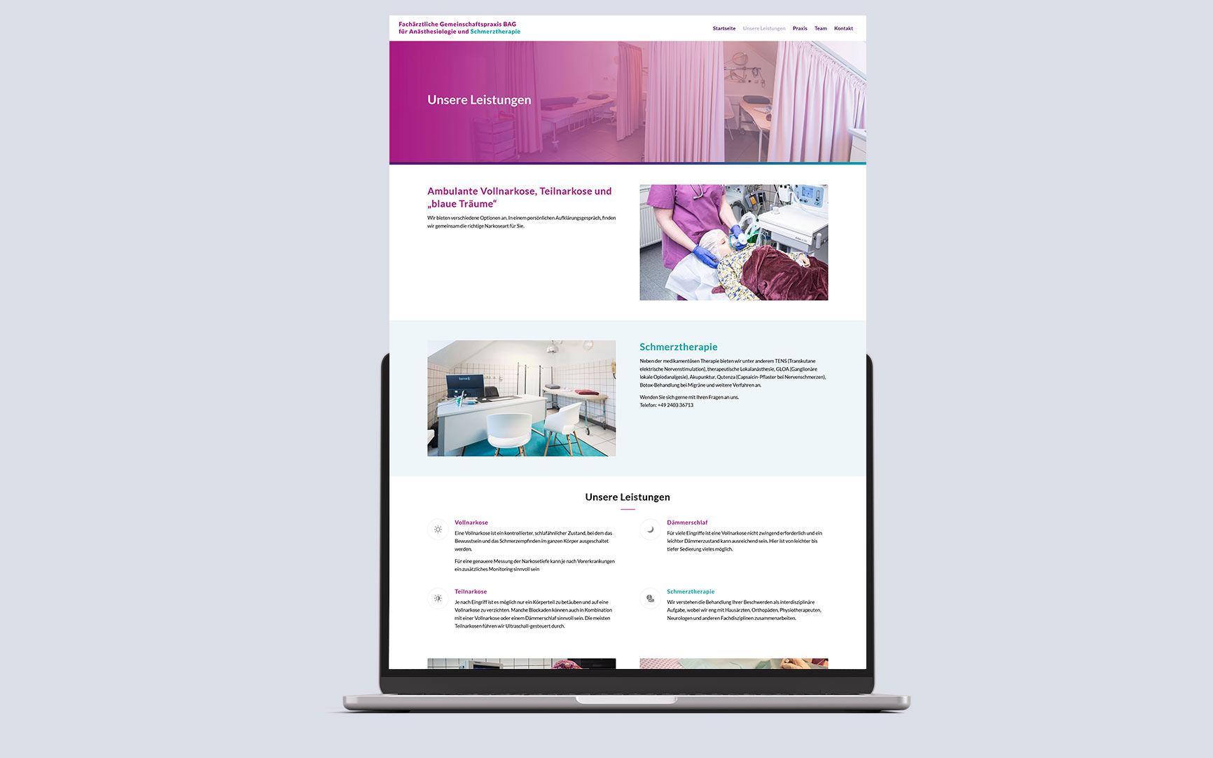 Gemeinschaftspraxis Webseite Leistungen